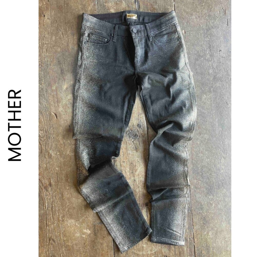 🔥 NEW  I  Mother  I  Black Twill Jeans with Glitter  I   Size 26